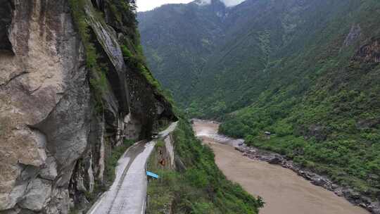 云南丙察察公路那恰洛峡谷风光航拍