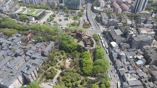 航拍城市风光建筑高楼夜景灯光交通车辆