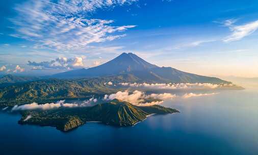 【4K高清】唯美山峰海岸线航拍