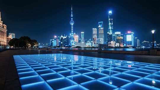 上海外滩陆家嘴夜景素材