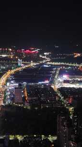 竖屏航拍四川泸州城市大景夜景灯光