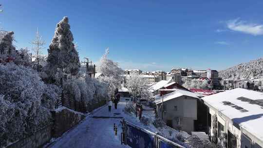 江西庐山风景区冬季雪景航拍特写