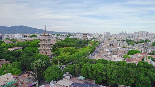 福建泉州开元寺西街航拍