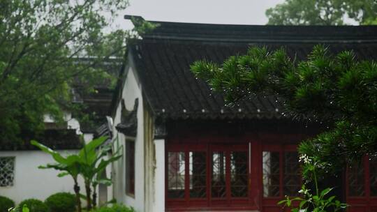 江南古建筑下雨意境