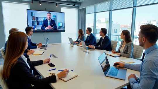 商务人士会议室视频会议场景