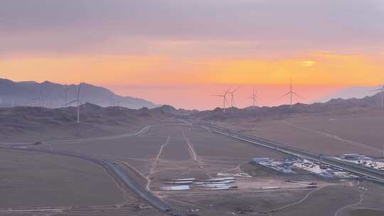 新疆赛里木湖景区清晨朝阳航拍