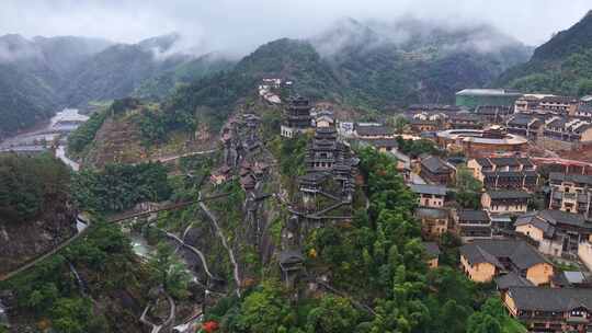 江西上饶网红景点望仙谷仙境云雾缭绕航拍