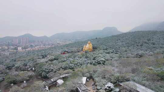 4k航拍山东济南千佛山雪景视频素材模板下载