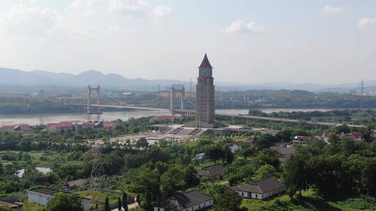 江西赣州和谐钟楼地标建筑航拍