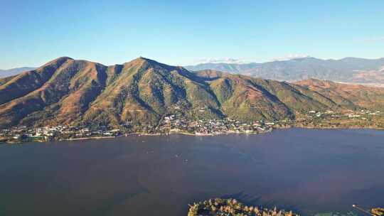 西昌邛海湿地公园清晨全景航拍