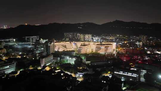 福建厦门大学艺术学院夜景航拍