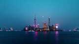 上海黄浦江外滩东方明珠塔金融城夜景延时高清在线视频素材下载