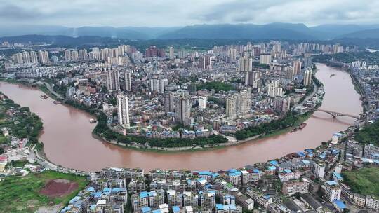 贵州遵义赤水市航拍城市建筑风光