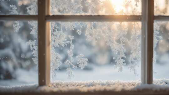 窗外飘雪 冬季雪景