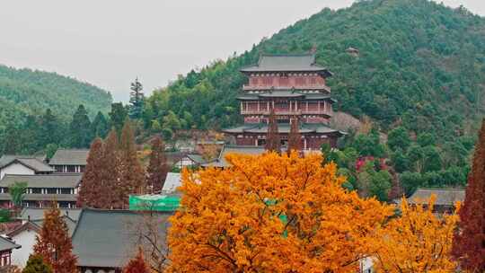 航拍杭州径山寺