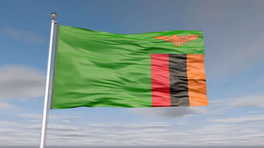 赞比亚国旗动画与天空和云视频素材模板下载