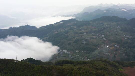 4k航拍高山峡谷云海