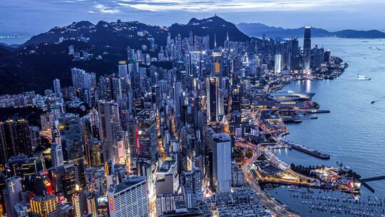 香港城市夜景航拍视频