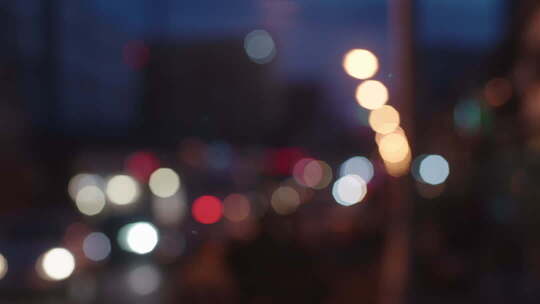 城市夜景光斑模糊画面