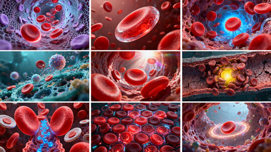 血液红细胞血小板干细胞 3D红细胞流动