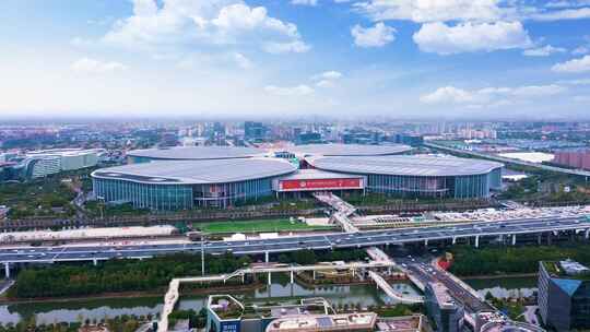 第七届进博会4K航拍高清 上海国家会展中心