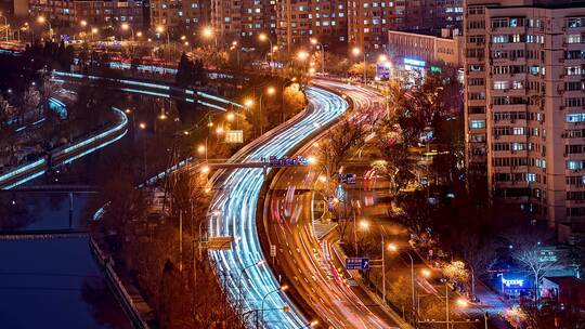 北京夜景车流延时