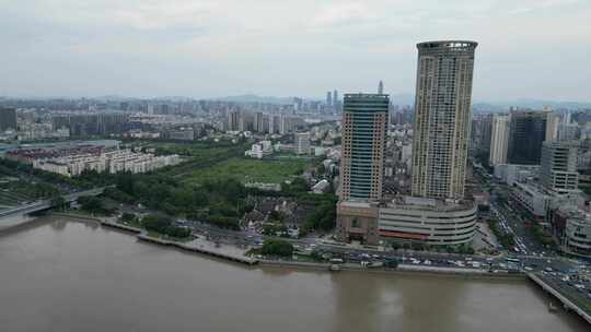 航拍浙江宁波城市风光宁波建设