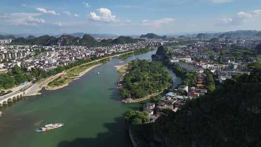 桂林漓江山水甲天下秀峰区城市航拍风光