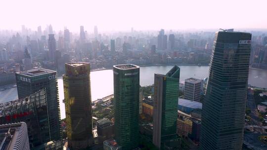 上海市中心CBD外滩陆家嘴航拍4K