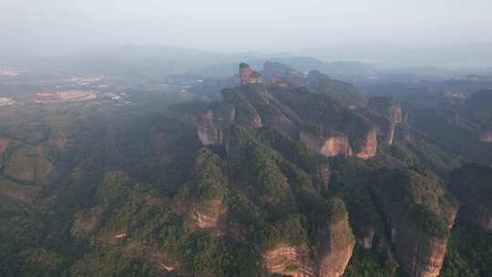 广东韶关丹霞山5A景区日出日落晚霞航拍