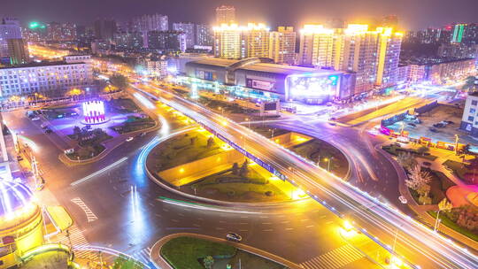 延时拍摄哈尔滨市区高架立交桥夜景