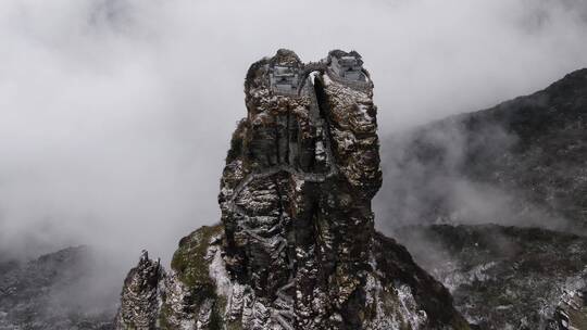 贵州梵净山5A景区雪景航拍