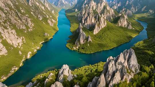 山川河流自然风光全景