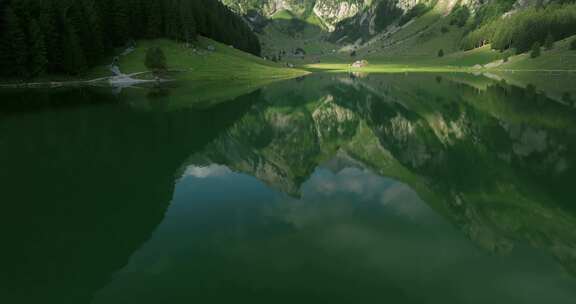 湖，Seealpsee，山脉，Alten