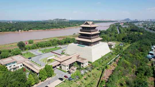 山东济南百里黄河风景区鹊华楼风景