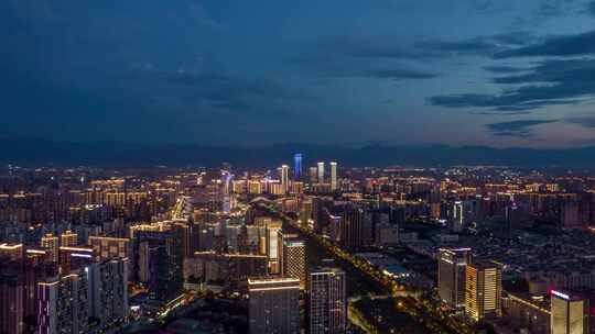 西安高新区夜景航拍延时摄影