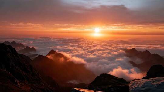 云海日出壮丽山河 云雾缭绕山峰旭日