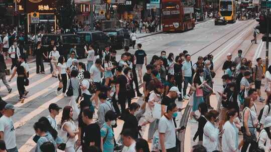 香港街头人群城市人文风景