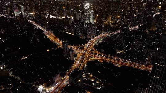 上海延安高架桥南北高架桥延时航拍