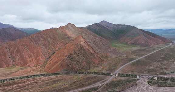 青海昆仑山脉山川河流青藏铁路大气航拍