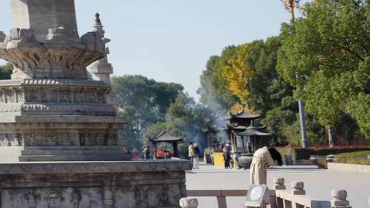 苏州重元寺寺庙 烧香拜佛视频素材模板下载