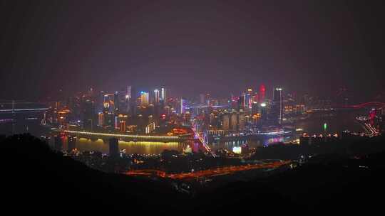 航拍重庆夜景大景