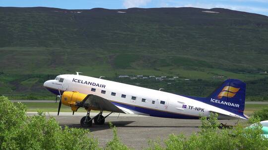 冰岛航空公司机场停靠的飞机