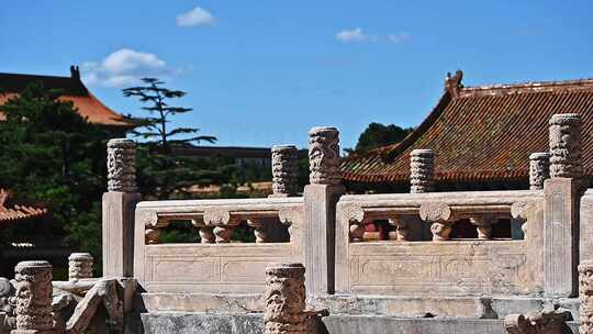 蓝天下北京故宫博物院太庙古建筑风光