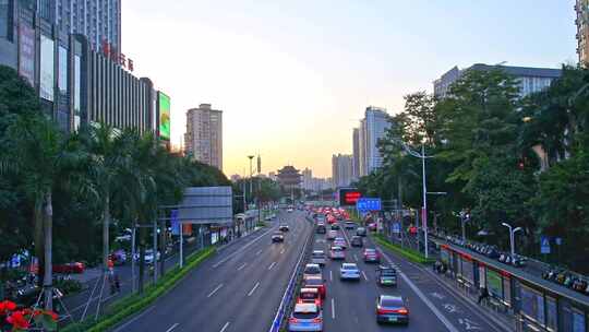 广西南宁朝阳广场畅游阁车流延时