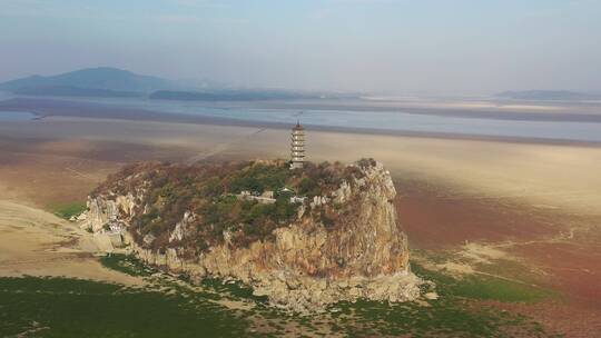 江西省九江市鄱阳湖鞋山枯水期航拍