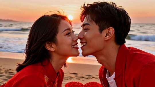 新年情侣温馨浪漫家庭家人春节人物