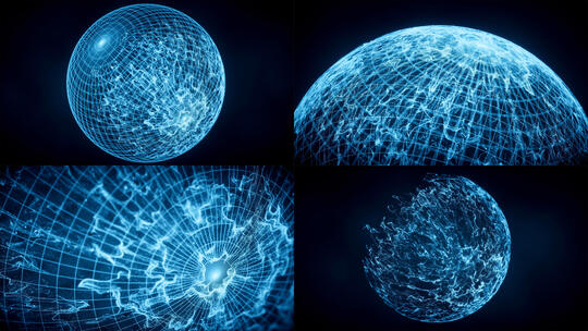 球形流动粒子背景3D渲染合集