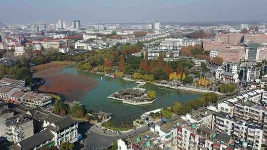 扬州航拍扬州公园荷花池公园