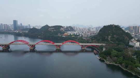 广西柳州文惠桥航拍视频素材模板下载